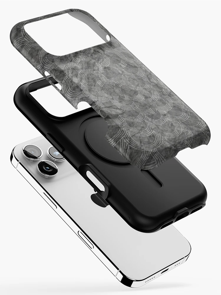 Thumbnail 2 of 4, iPhone Case, Grey Radiating Circle Pattern designed and sold by TeaToucan.