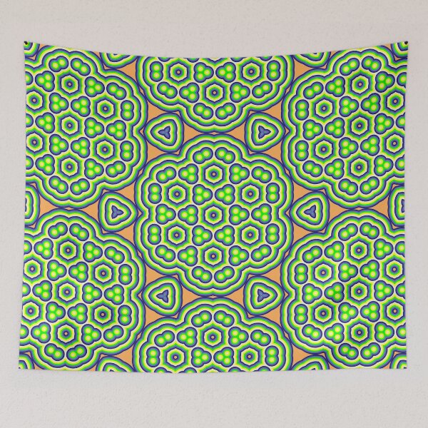 Item preview, Dotted flowers and green circles geometric pattern designed and sold by vector-pro.