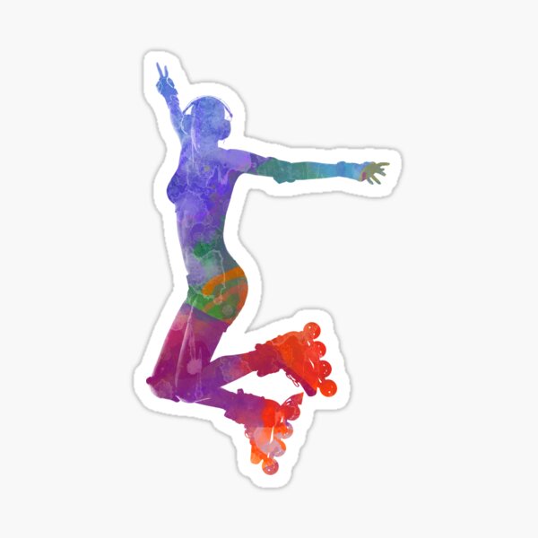 Woman in roller skates 05 in watercolor Sticker