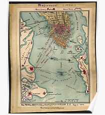 Vintage Charleston SC Civil War Map (1865) Poster