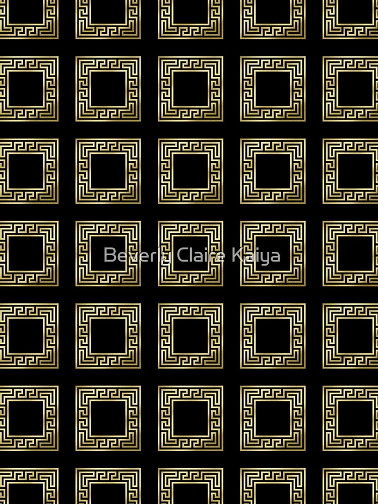 Elegant Art Deco Gold Glitter Black Square Pattern by beverlyclaire