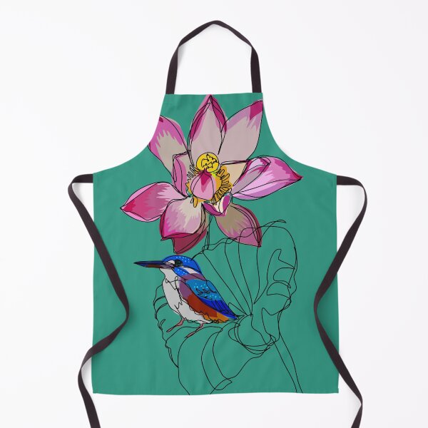 Item preview, Kingfisher on lotus continuous line sketch designed and sold by orangerinka.