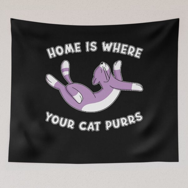 Aperçu de l'œuvre La maison est l'endroit où votre chat ronronne ronronnement Kitty Amoureux des chats mignons créée et vendue par RJ-Art.