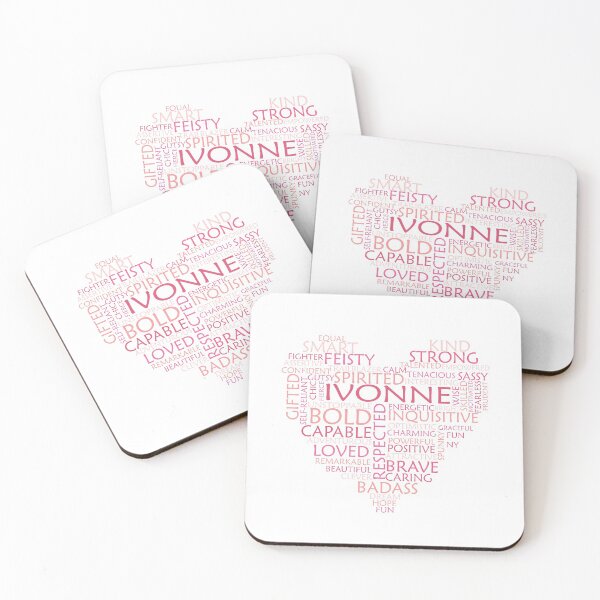Item preview, Ivonne heart word cloud shape name - pink, peach and light pink - female empowerment name personalised text - 0621 designed and sold by PrettyDesserted.