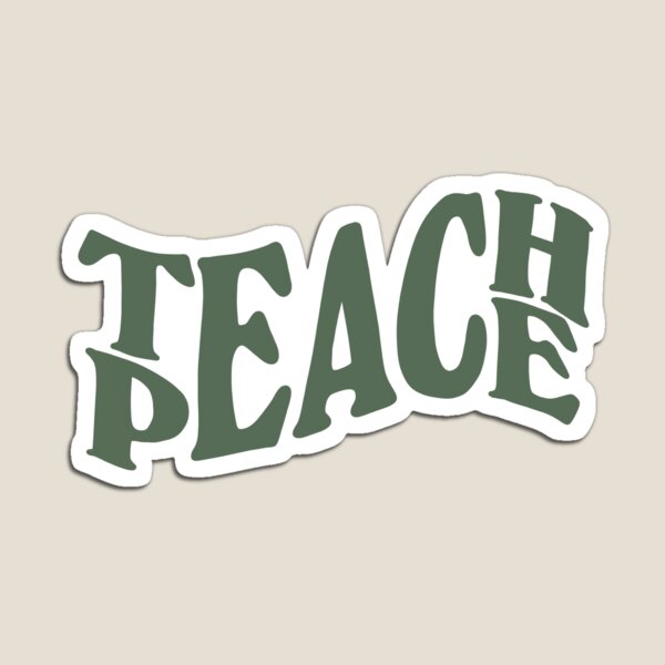 teach peace lettering - sage green Magnet