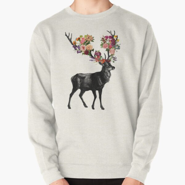 Spring Itself Deer Floral Pullover Sweatshirt