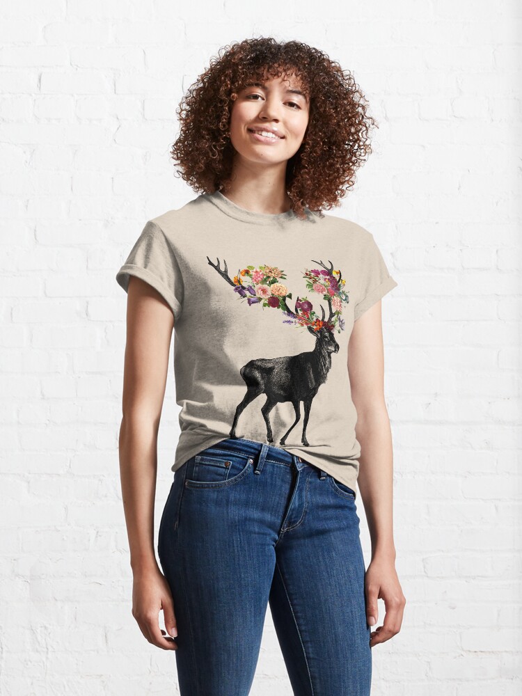 Alternate view of Spring Itself Deer Floral Classic T-Shirt