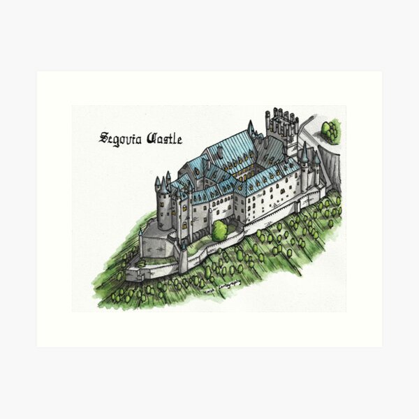 Segorvia Castle, Watercolour Painting Art Print