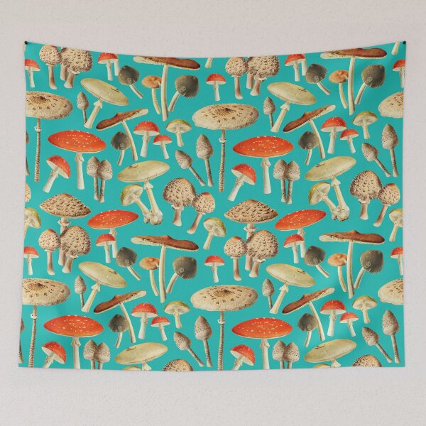 Item preview, There's a Fungus Among Us on Turquoise Background designed and sold by Lesley Fitzpatrick.