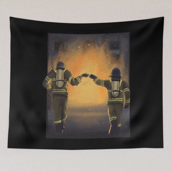 Item preview, Realistic Firefighters Fist-Bumping designed and sold by Hoiho Adventure Shirts.