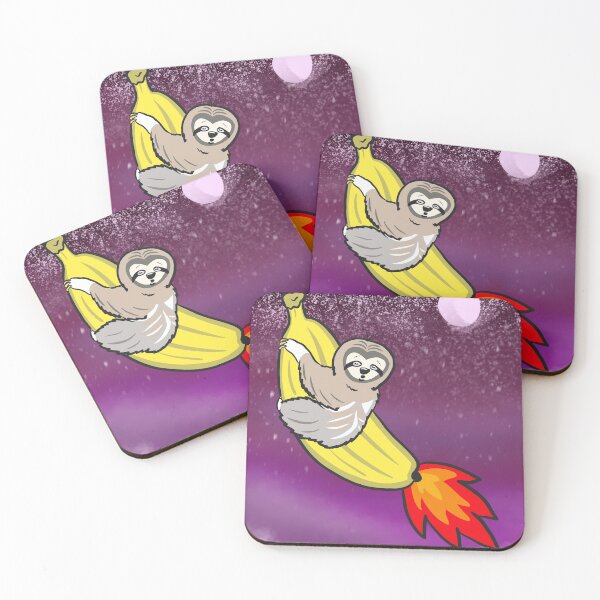 Item preview, Sloth on Banana Rocket Purple Sky designed and sold by Emma Martinez.