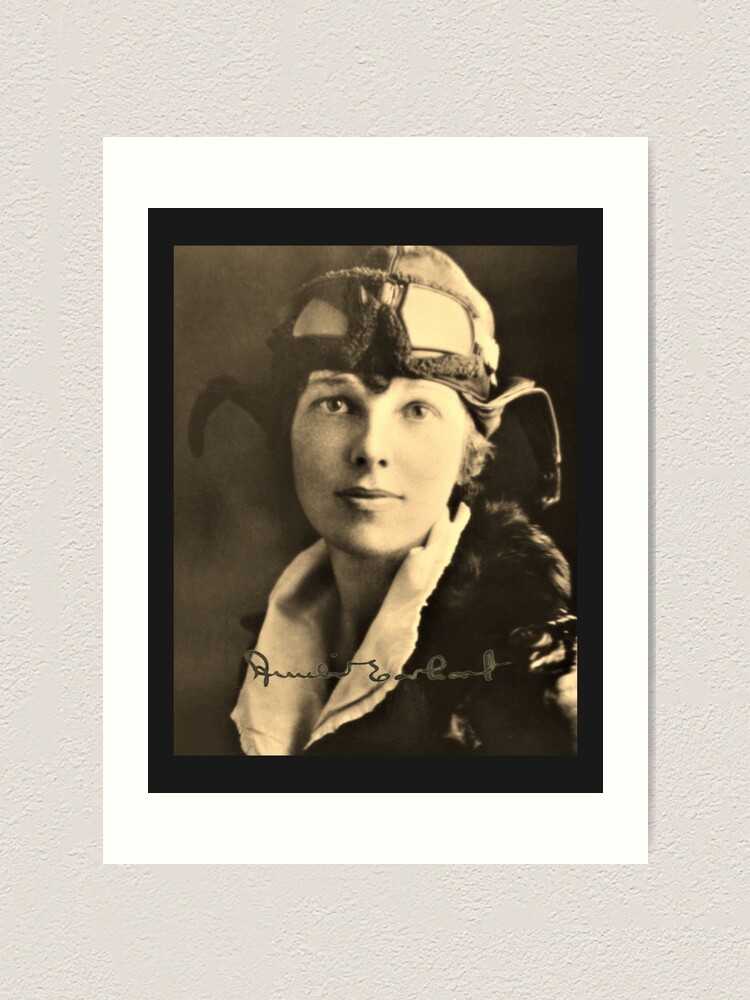 amelia-earhart-portrait-with-signature-art-print-for-sale-by-artsphere-redbubble