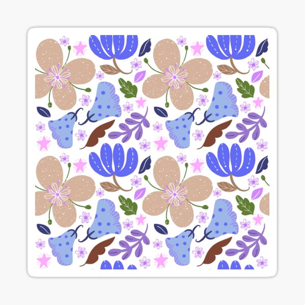 Neutral blue flower pattern Sticker