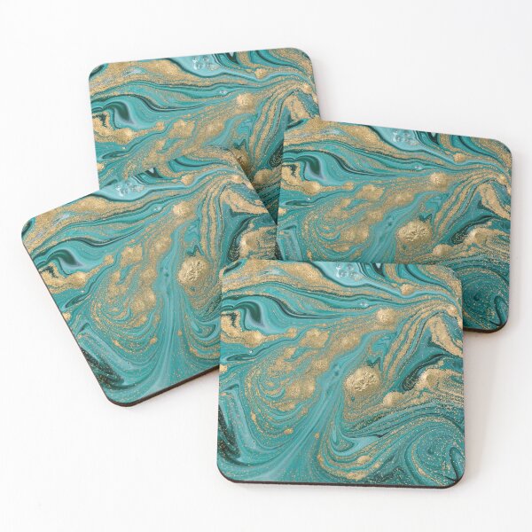 Item preview, Abstract Green Golden Fluid Art designed and sold by aartidote.