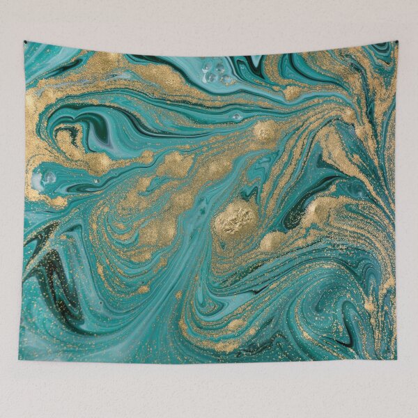 Item preview, Abstract Green Golden Fluid Art designed and sold by aartidote.