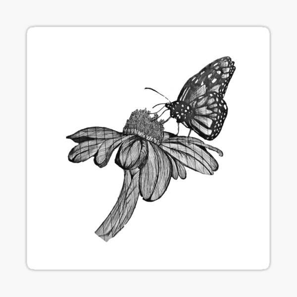 Butterfly on Flower Sticker