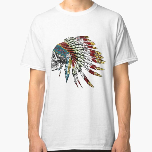 Skull in Indian feathers. Classic T-Shirt