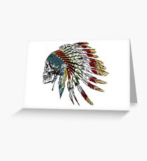 Skull in Indian feathers. Greeting Card