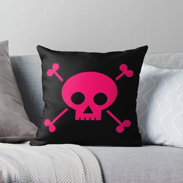 The Pink Punk Theory Poison Pirate Skull Throw Pillow