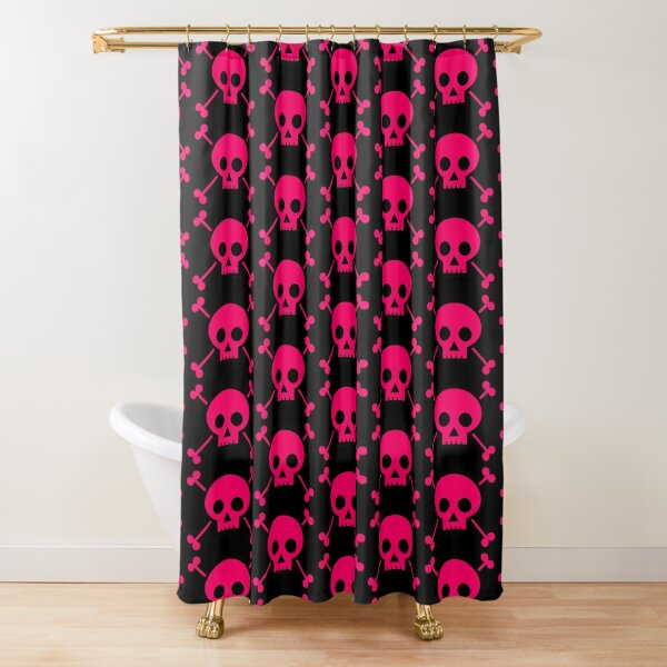 The Pink Punk Theory Poison Pirate Skull Shower Curtain