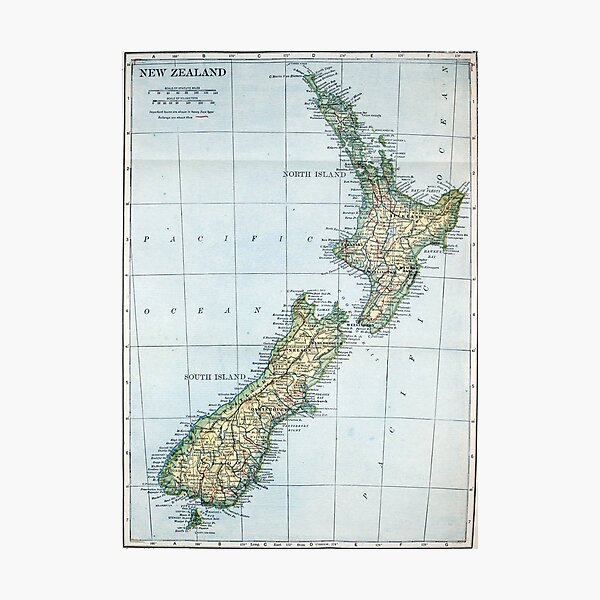 Item preview, Vintage Map of New Zealand (1921) designed and sold by BravuraMedia.