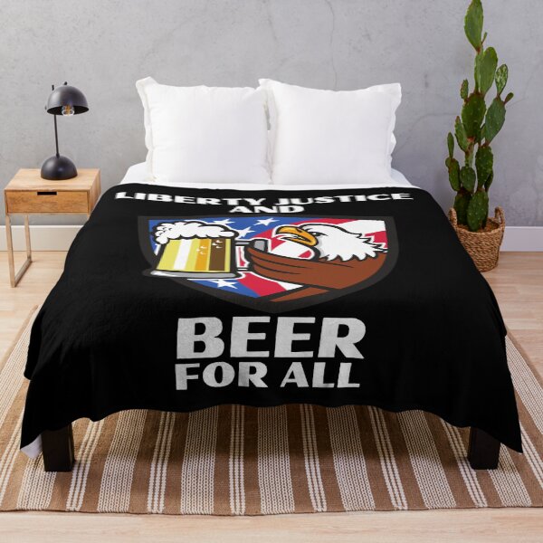 Item preview, Liberty Justice and Beer For All - American Eagle with Beer (white text)- Funny 4th of July 2022 Independence Day designed and sold by CaitU.