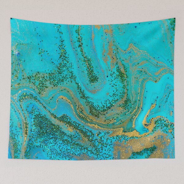 Item preview, Abstract Green Golden Fluid Art 2 designed and sold by aartidote.