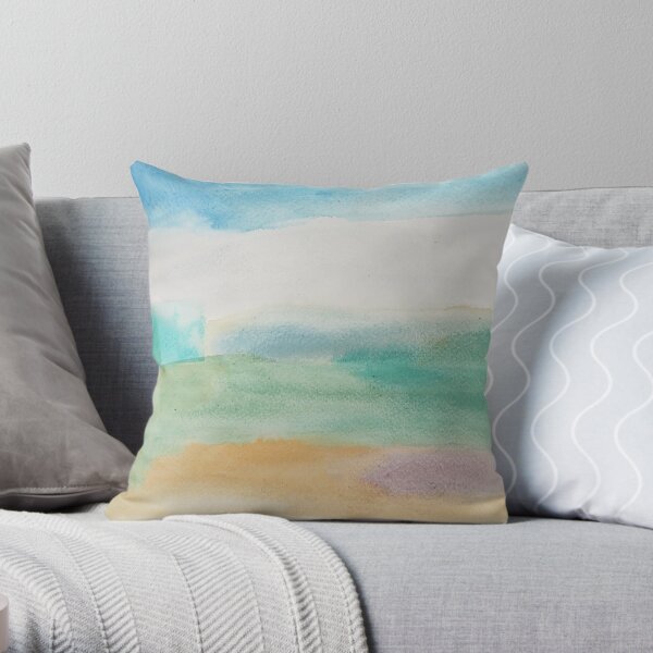 Beach Abstract In Soft Blues Throw Pillow