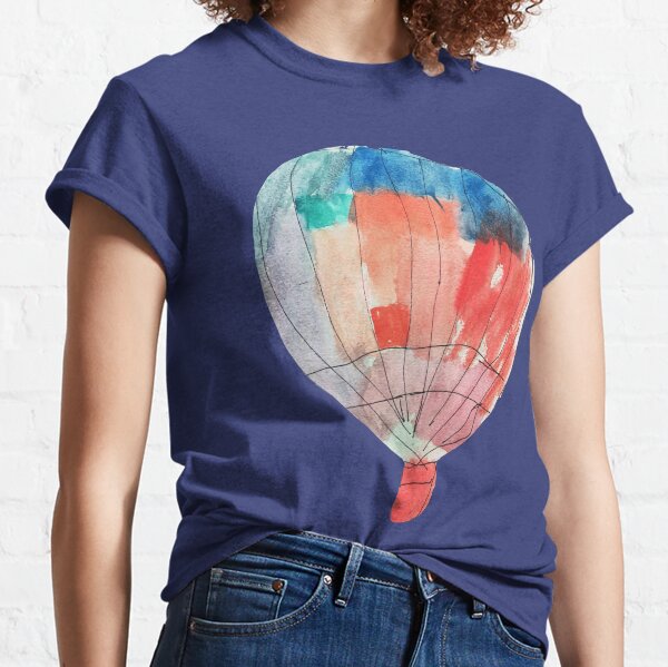 Watercolor and Pen and Ink Colorful Hot Air Balloon Classic T-Shirt