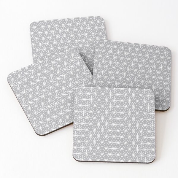 Aperçu de l'œuvre Asanoha gris métallisé blanc - motif traditionnel japonais créée et vendue par KinitaDesign.