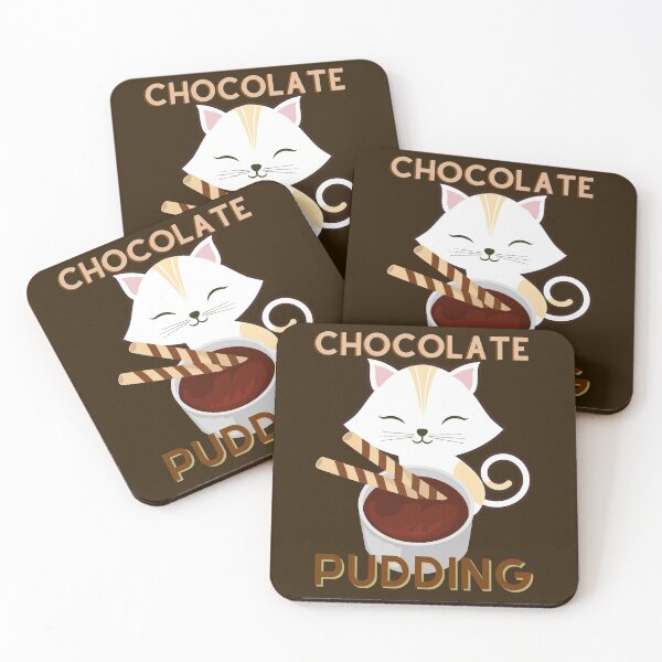 Item preview, Cute kawaii cat chocolate pudding designed and sold by stickers-custom.