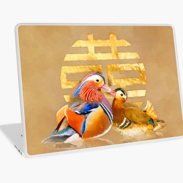 Aperçu de l'œuvre Canards mandarins et symbole du double bonheur créée et vendue par k9printart.