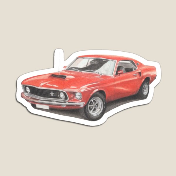 Ford Mustang Boss 729 Coloured Pencil Drawing Magnet