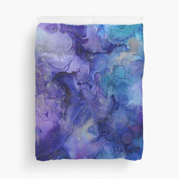 Purple and turquoise blue textured watercolor Duvet Cover