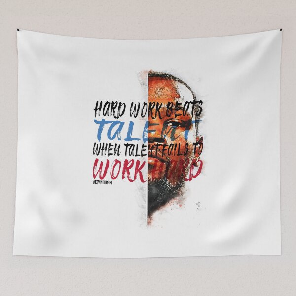 Item preview, Kevin Durant Inspiration Saying Motivational Quote Watercolor sketching Positive quote: Hard work beats talent when talent doesn't work hard. designed and sold by scribblelife.