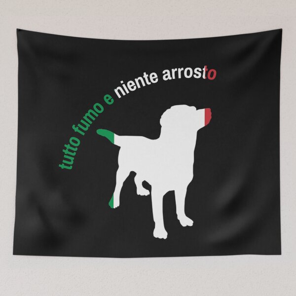 Item preview, tutto fumo e niente arrosto, all bark and no bite, Italian dog saying designed and sold by DesignsofNote.