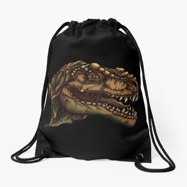 Tyrannosaurus on black background Drawstring Bag
