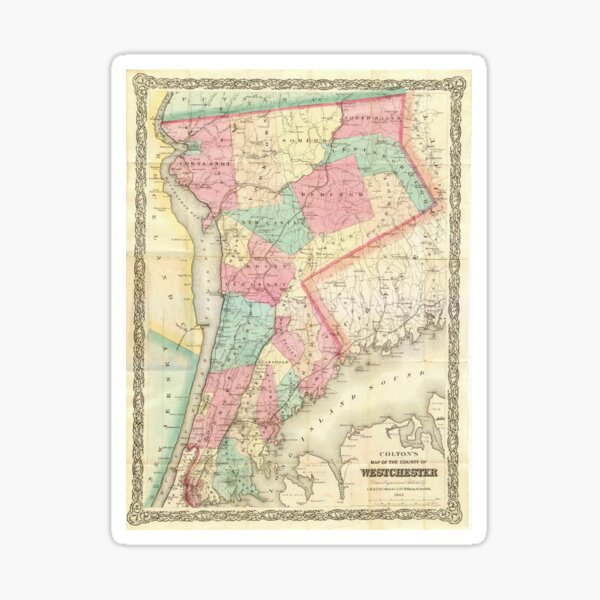 "Vintage Map of Westchester New York (1864)" Sticker for Sale by