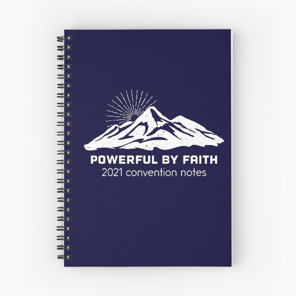 Item preview, JW Notebook, Powerful by Faith, JW Meeting, JW Assembly, 2021 Notebook, public talk notes designed and sold by Rachel Vass.