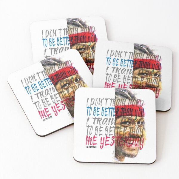 Item preview, Allen Iverson Inspiration Saying Motivational Quote Watercolor sketching Positive quote:  I don't train hard to be better than you. I train hard to be better than me yesterday designed and sold by scribblelife.