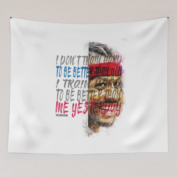 Item preview, Allen Iverson Inspiration Saying Motivational Quote Watercolor sketching Positive quote:  I don't train hard to be better than you. I train hard to be better than me yesterday designed and sold by scribblelife.