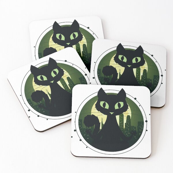 Item preview, Yoga Cat. Black cat on the night city vector art designed and sold by Gheofast.