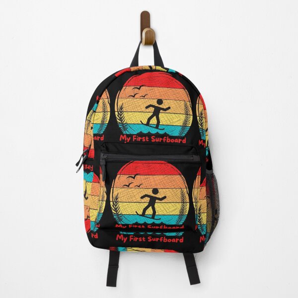 Item preview, My First Surfboard - cute surfing kid - vintage sunset - silhouette designed and sold by Sun Sand & Sea Art.