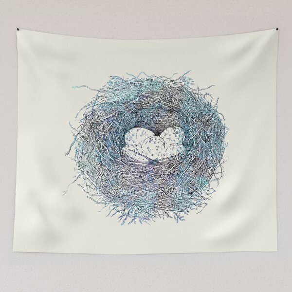 Item preview, Painted Bird Nest Eggs Blue Watercolor designed and sold by Anna Lemos.