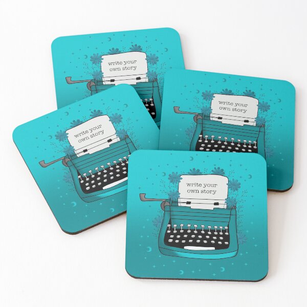 Item preview, Blue Typewriter with flowers drawing designed and sold by BooksAndFlowers.