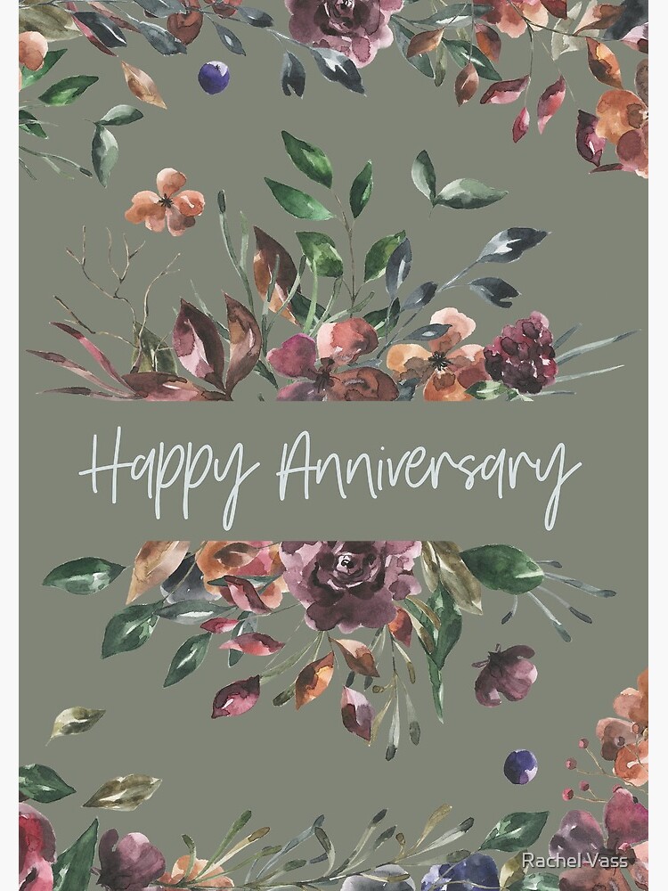 Floral Illustration Happy Anniversary Card