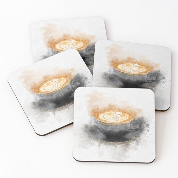 Item preview, Black Mug of Coffee Watercolour Portrait Print designed and sold by watercolourgirl.