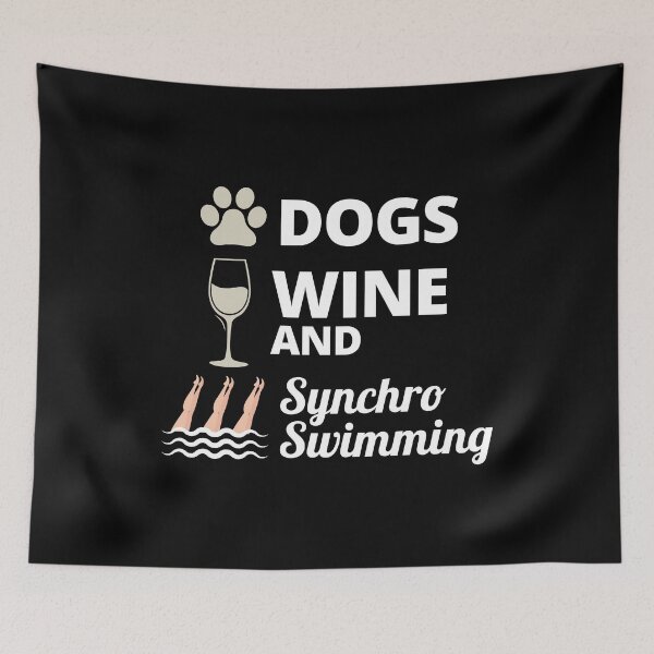 Item preview, Synchro Swim Synchronized Swimming Dogs Wine designed and sold by CuteDesigns1.
