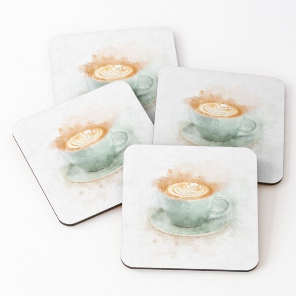 Item preview, Green Mug of Coffee Watercolour Portrait Print designed and sold by watercolourgirl.