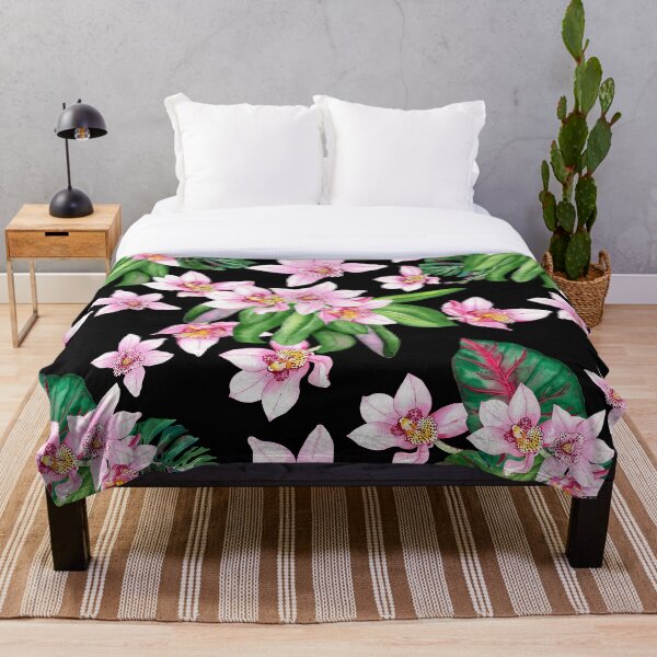 Item preview, Pink Orchid Floral Seamless Pattern With Tropical Leaves designed and sold by FancyAesthetic.
